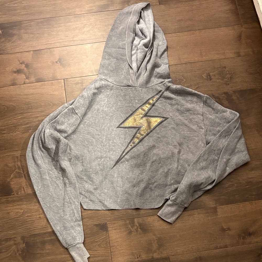 Vintage Havana Gray Hoodie with Gold Lightning Bolt